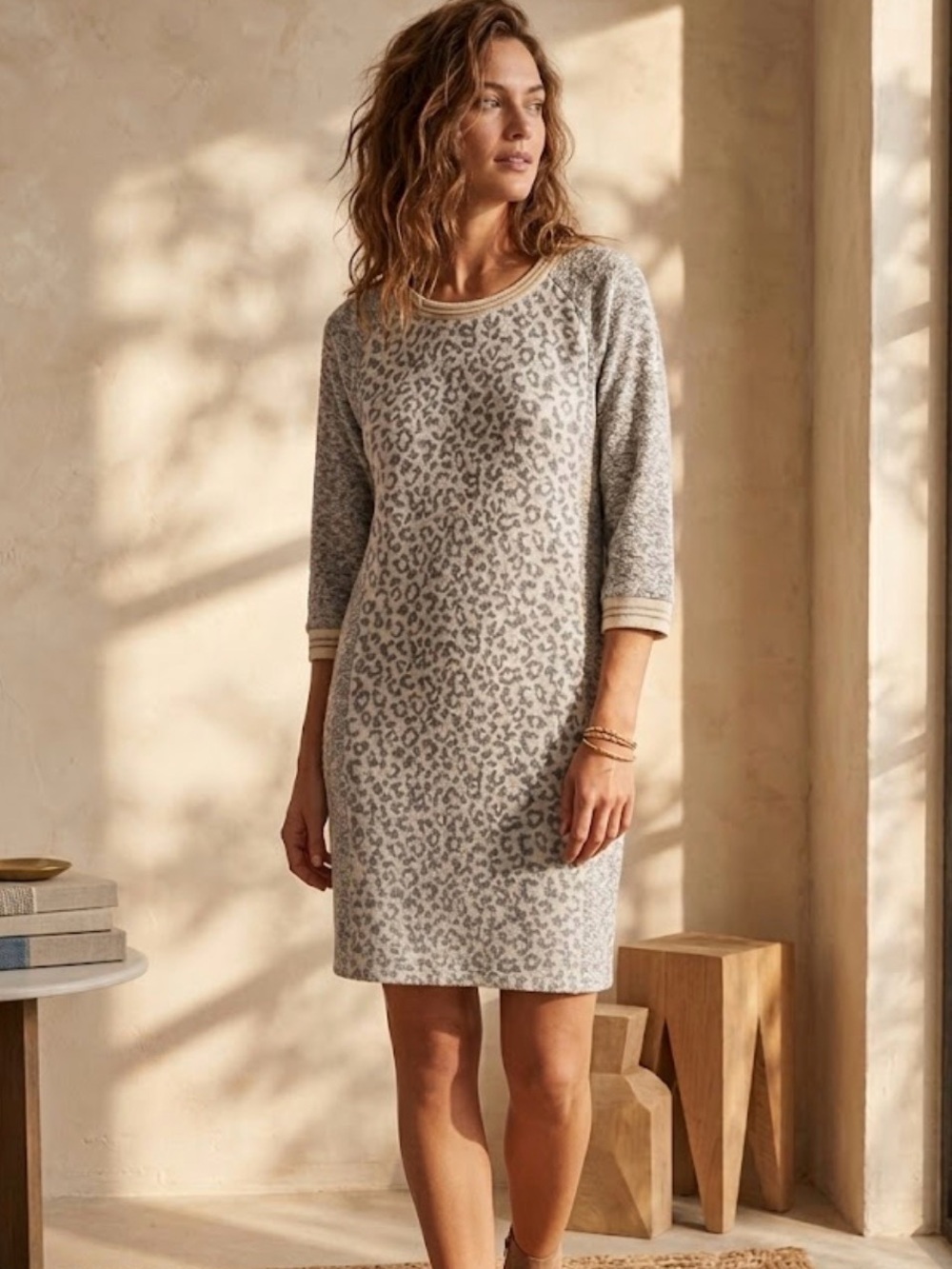 NWT Oui Sparkle Animal Print Knit Dress